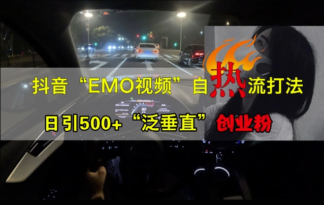 抖音EMO视频自热打法，日引500+“泛垂直”创业粉-知芽创业社