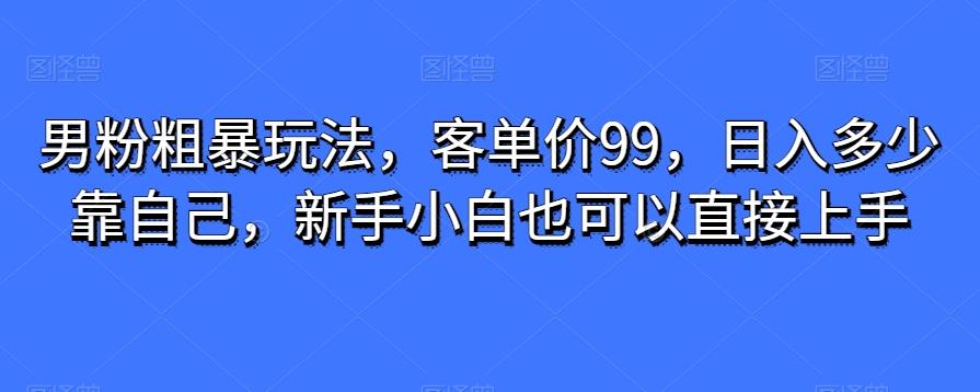 男粉粗暴玩法，客单价99，日入多少靠自己，新手小白也可以直接上手-知芽创业社