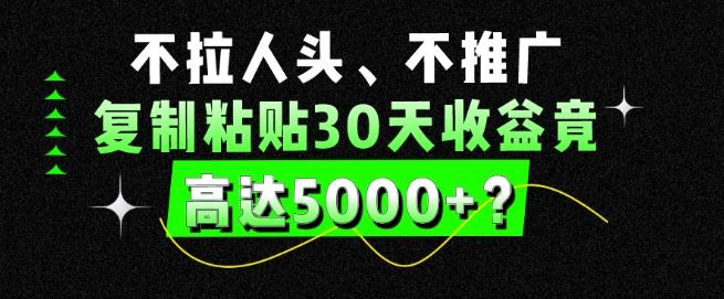 不拉人头、不推广，复制粘贴30天收益竟高达5000+？-知芽创业社