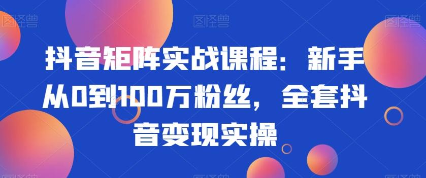 抖音矩阵实战课程：新手从0到100万粉丝，全套抖音变现实操-知芽创业社
