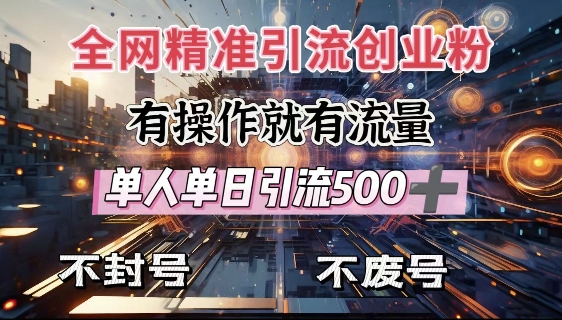 全网独家引流创业粉，有操作就有流量，单人单日引流500+，不封号、不费号-小艾项目网