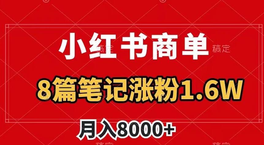 小红书商单最新玩法，8篇笔记涨粉1.6w，作品制作简单，月入8000+【揭秘】-知芽创业社