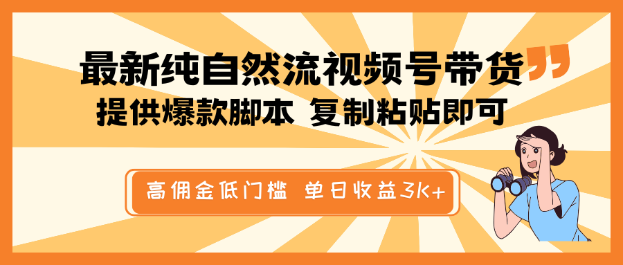 最新纯自然流视频号带货，提供爆款脚本简单 复制粘贴即可，高佣金低门槛，单日收益3K+-小艾项目网