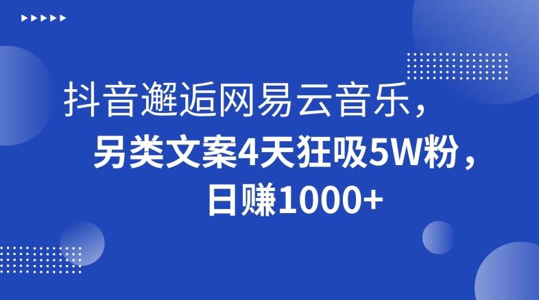 抖音邂逅网易云音乐，另类文案4天狂吸5W粉，日赚1000+【揭秘】-知芽创业社