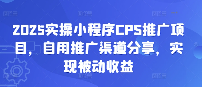 2025实操小程序CPS推广项目，自用推广渠道分享，实现被动收益-小艾项目网