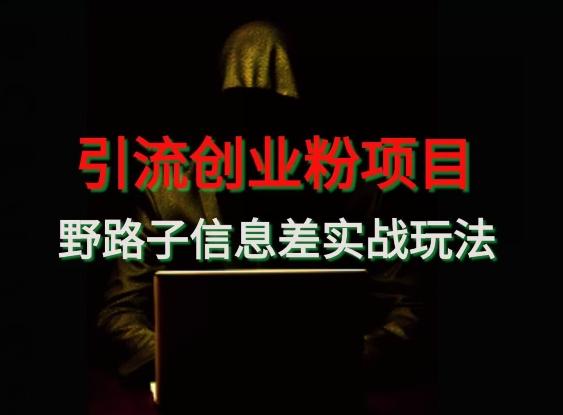 【引流创业粉】野路子信息差玩法实战教学-知芽创业社