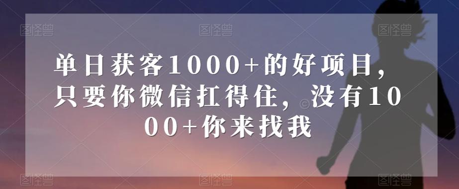 单日获客1000+的好项目，只要你微信扛得住，没有1000+你来找我【揭秘】-知芽创业社