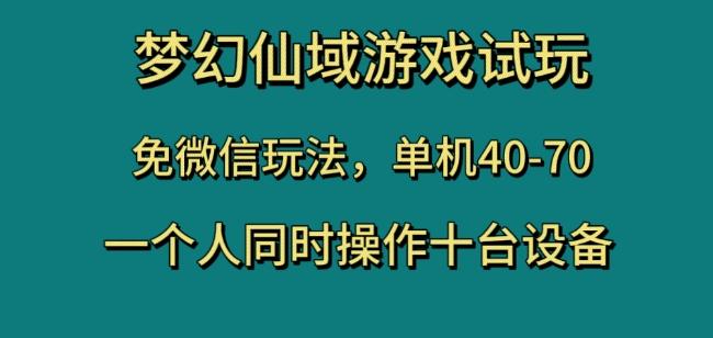 梦幻仙域游戏试玩，免微信玩法，单机40-70，一个人同时操作十台设备【揭秘】-知芽创业社
