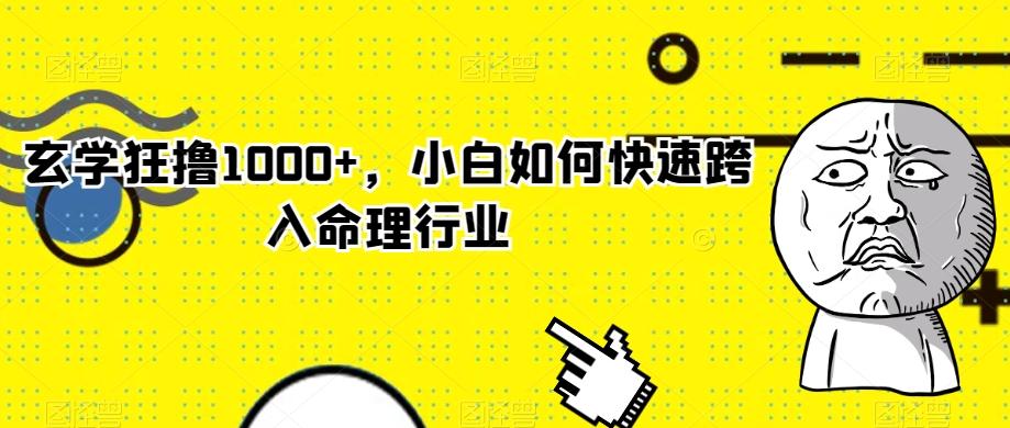 玄学狂撸1000+，小白如何快速跨入命理行业-知芽创业社