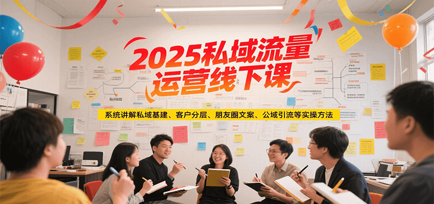 2025私域流量运营线下课，系统讲解私域基建/客户分层/朋友圈文案/公域引流等实操方法-知芽创业社