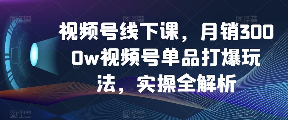 视频号线下课，月销3000w视频号单品打爆玩法，实操全解析-知芽创业社