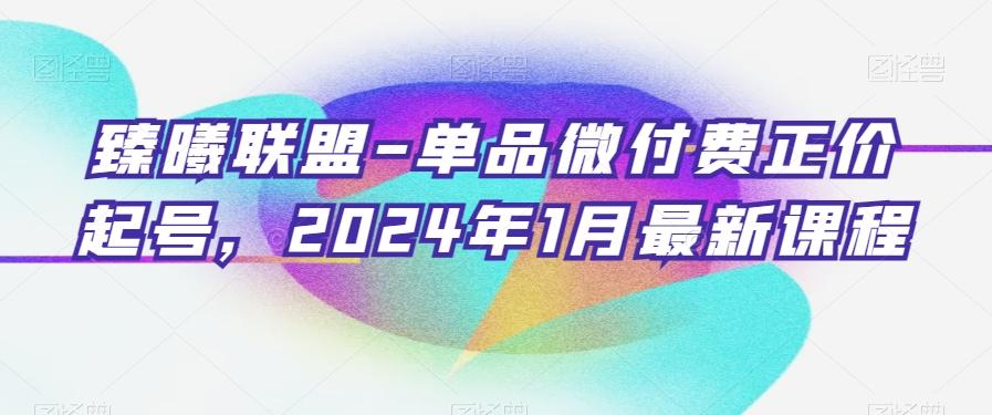 臻曦联盟-单品微付费正价起号，2024年1月最新课程-知芽创业社