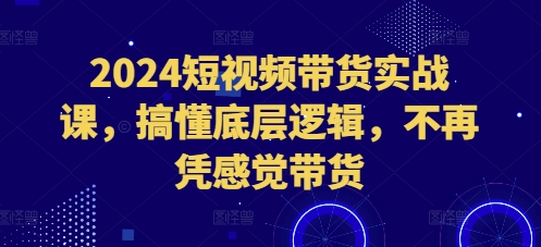 2024短视频带货实战课，搞懂底层逻辑，不再凭感觉带货-知芽创业社