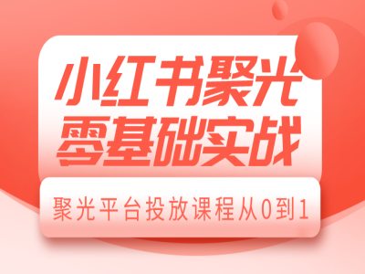 小红书聚光零基础实战，聚光平台投放课程从0到1-知芽创业社