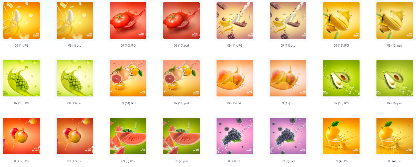 餐饮水果PS模版设计素材17款-知芽创业社