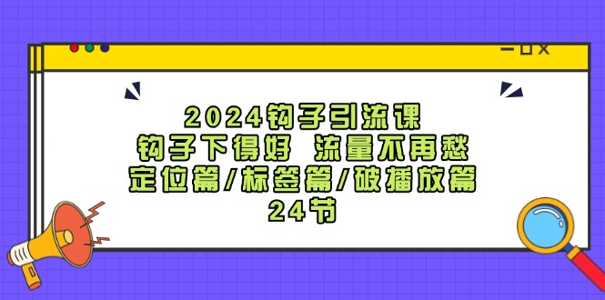 2024钩子引流课：钩子下得好流量不再愁，定位篇/标签篇/破播放篇/24节-知芽创业社
