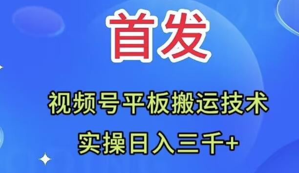 全网首发：视频号平板搬运技术，实操日入三千＋-知芽创业社
