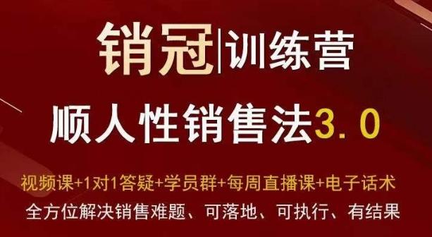 爆款！销冠训练营3.0之顺人性销售法，全方位解决销售难题、可落地、可执行、有结果-知芽创业社