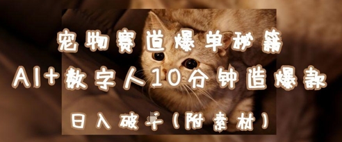 宠物赛道爆单秘籍：AI+数字人10分钟造爆款，日入1k-知芽创业社