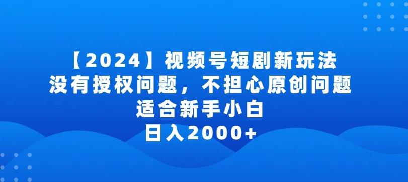 2024视频号短剧玩法，没有授权问题，不担心原创问题，适合新手小白，日入2000+【揭秘】-知芽创业社