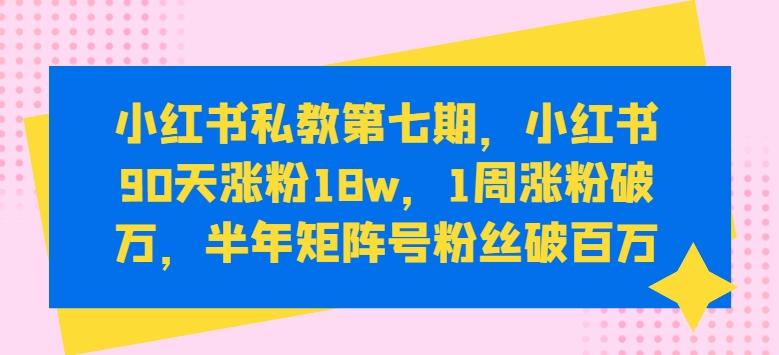 小红书私教第七期，小红书90天涨粉18w，1周涨粉破万，半年矩阵号粉丝破百万-知芽创业社