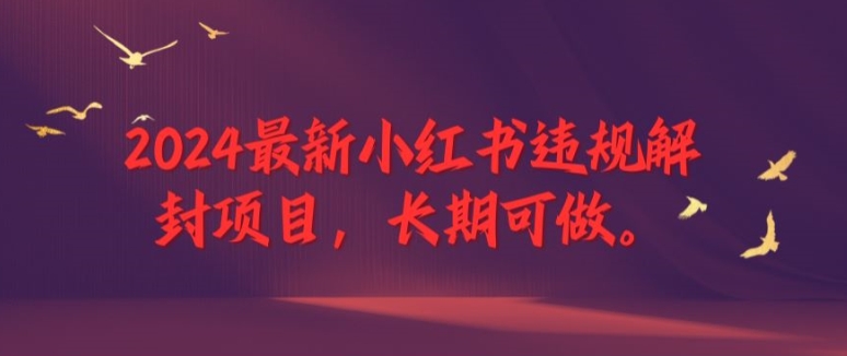 2024最新小红书违规解封项目，长期可做，一个可以做到退休的项目【揭秘】-知芽创业社