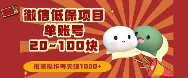 微信领低保单账号20元-100元，批量操作每天破1000+-知芽创业社