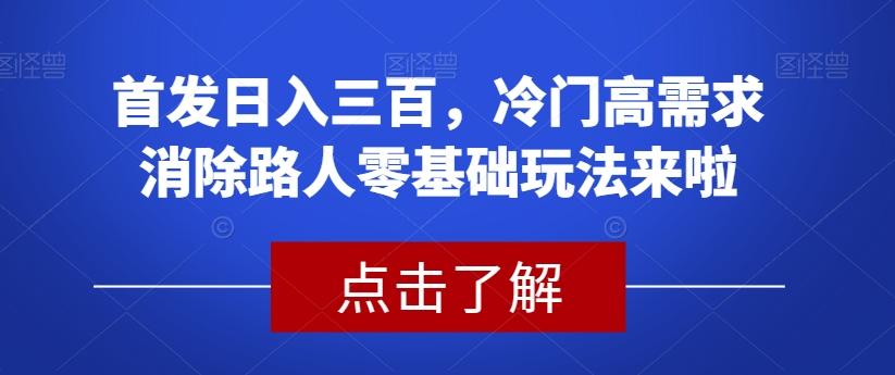 首发日入三百，冷门高需求消除路人零基础玩法来啦【揭秘】-小艾项目网