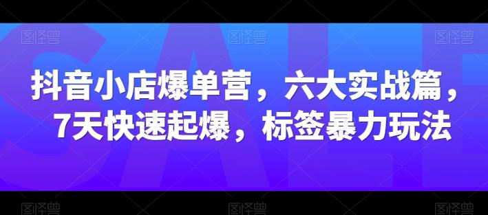 抖音小店爆单营，六大实战篇，7天快速起爆，标签暴力玩法-知芽创业社