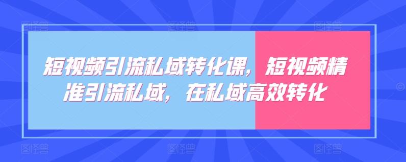 短视频引流私域转化课，短视频精准引流私域，在私域高效转化-知芽创业社