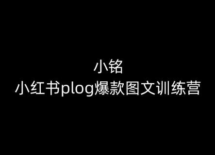小铭-小红书plog爆款图文训练营，教你从0-1做小红书-知芽创业社