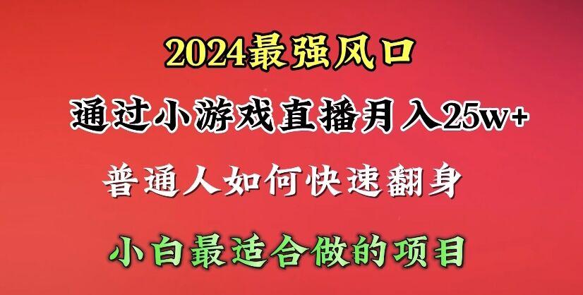 (10020期)2024年最强风口，通过小游戏直播月入25w+单日收益5000+小白最适合做的项目-知芽创业社
