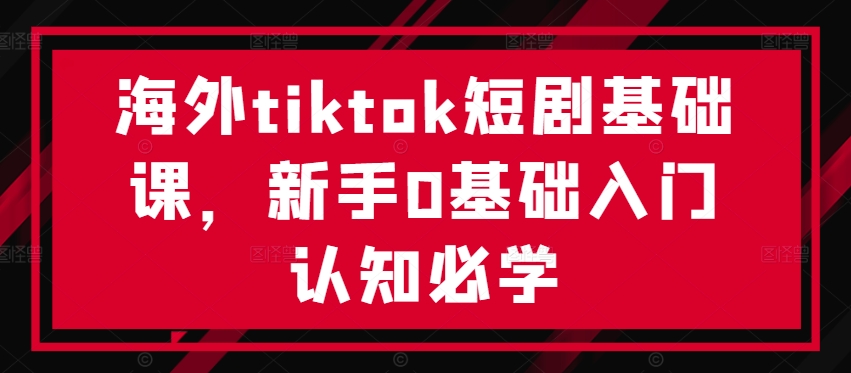 海外tiktok短剧基础课，新手0基础入门认知必学-小艾项目网