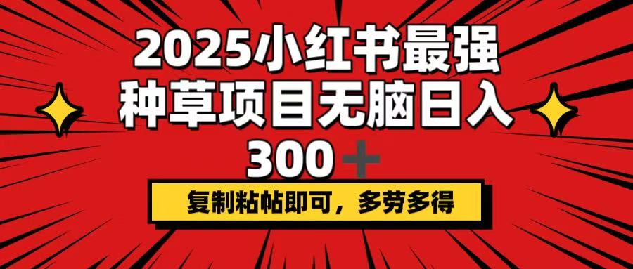 2025小红书最强种草项目，无脑日入300+，复制粘帖即可，多劳多得-知芽创业社