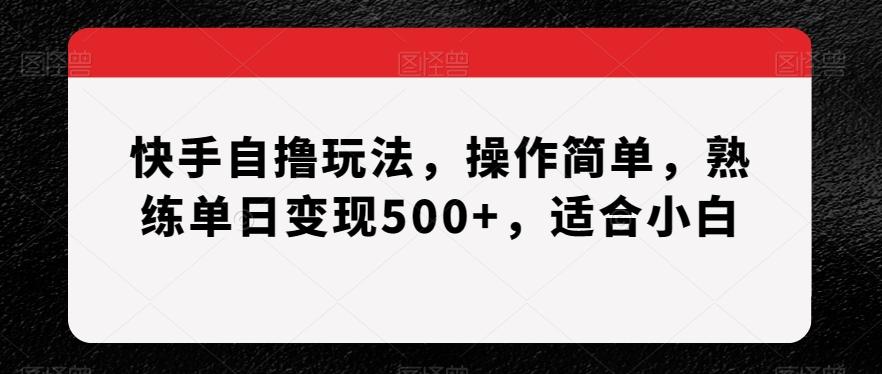 快手自撸玩法，操作简单，熟练单日变现500+，适合小白【揭秘】-知芽创业社