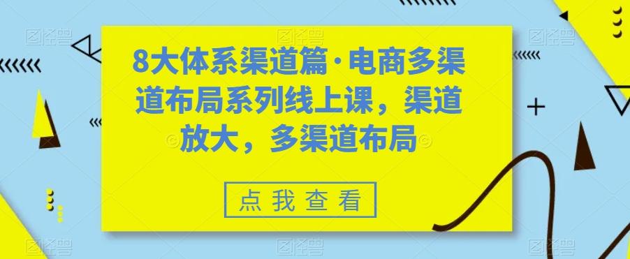 8大体系渠道篇·电商多渠道布局系列线上课，渠道放大，多渠道布局-小艾项目网
