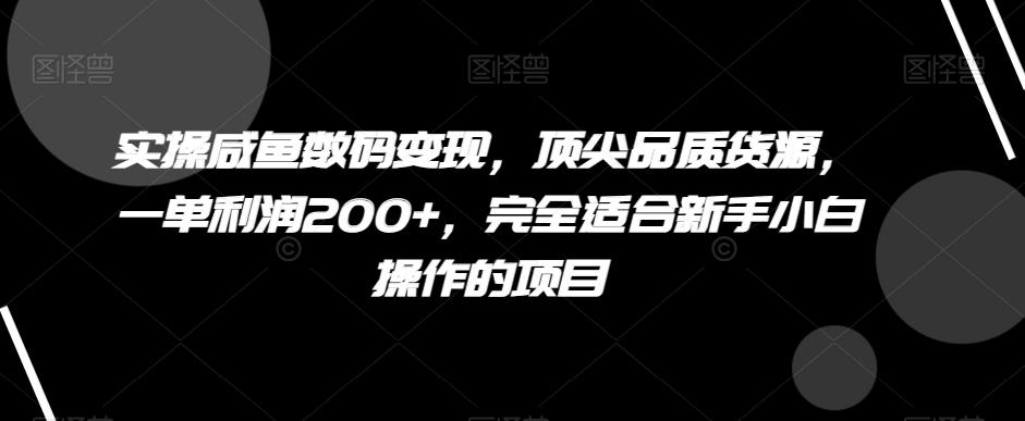 实操咸鱼数码变现，顶尖品质货源，一单利润200+，完全适合新手小白操作的项目【揭秘】-知芽创业社