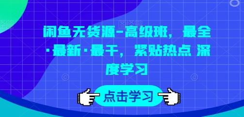 闲鱼无货源-高级班，最全·最新·最干，紧贴热点 深度学习-知芽创业社