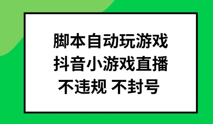 脚本自动玩游戏，抖音小游戏直播，不违规不封号可批量做【揭秘】-知芽创业社