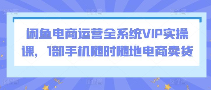 闲鱼电商运营全系统VIP实操课，1部手机随时随地电商卖货-知芽创业社