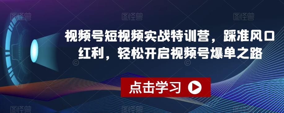 视频号短视频实战特训营，踩准风口红利，轻松开启视频号爆单之路-知芽创业社