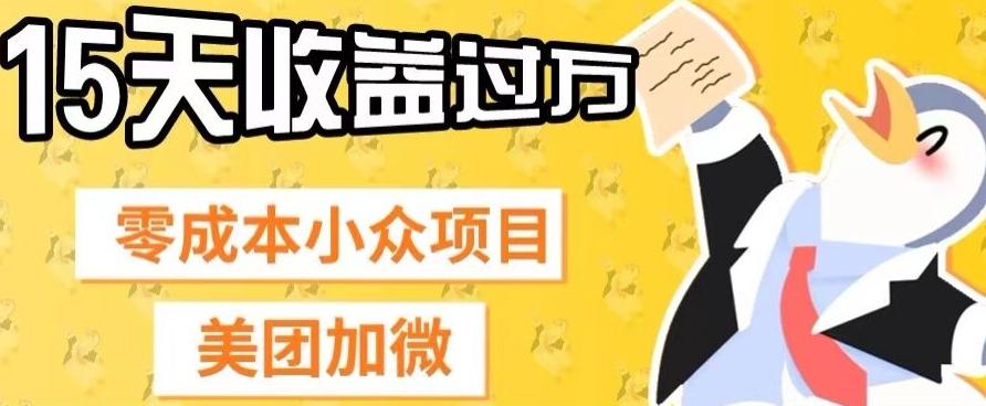 零成本小众项目，美团加微，一单4.5+，15天已经有人赚上万收益-知芽创业社