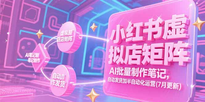 小红书虚拟店矩阵，AI批量制作笔记，自动发货加半自动化运营(7月更新-知芽创业社