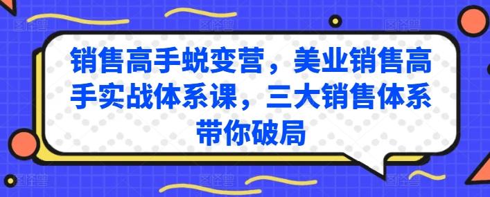 销售高手蜕变营，美业销售高手实战体系课，三大销售体系带你破局-知芽创业社