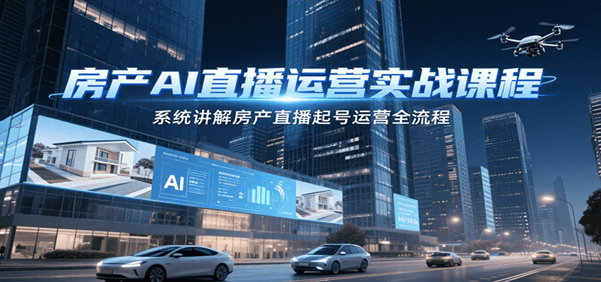 房产AI直播运营实战课程，系统讲解房产直播起号运营全流程-知芽创业社