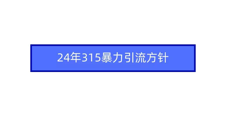 (9398期)2024年315暴力引流方针-知芽创业社