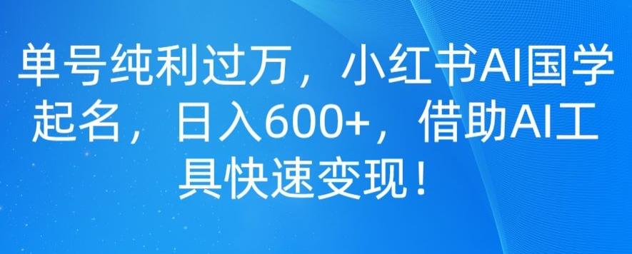 单号纯利过万，小红书AI国学起名，日入600+，借助AI工具快速变现-知芽创业社