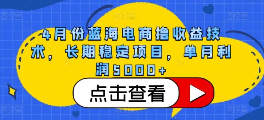 4月份蓝海电商撸收益技术，长期稳定项目，单月利润5000+【揭秘】-知芽创业社