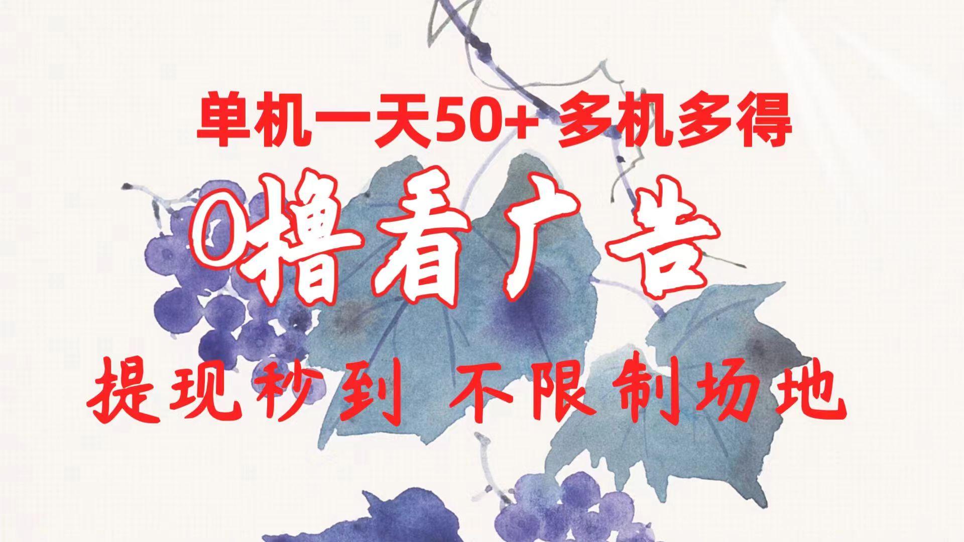 0撸看广告 单机一天50+多机多得 提现秒到 不限制场地操作-知芽创业社