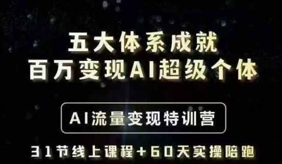 五大体系成就百万变现AI超级个体- AI流量变现特训营，一步一步教你一个人怎么年入百W-知芽创业社